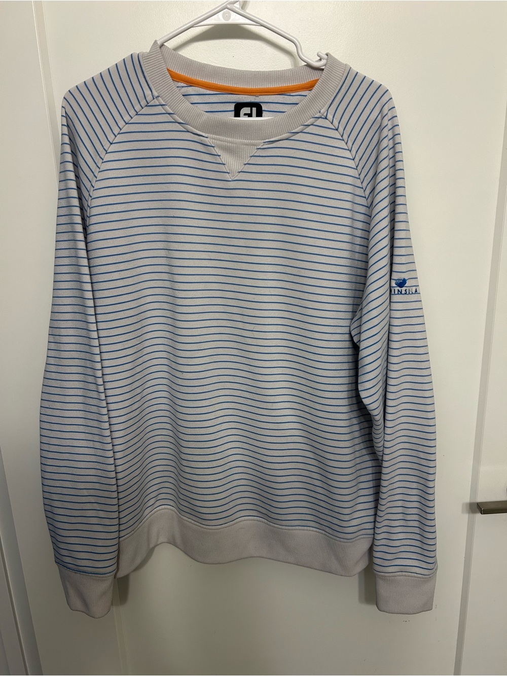 Footjoy Stripped Sleeve Logo Crewneck Sweatshirt